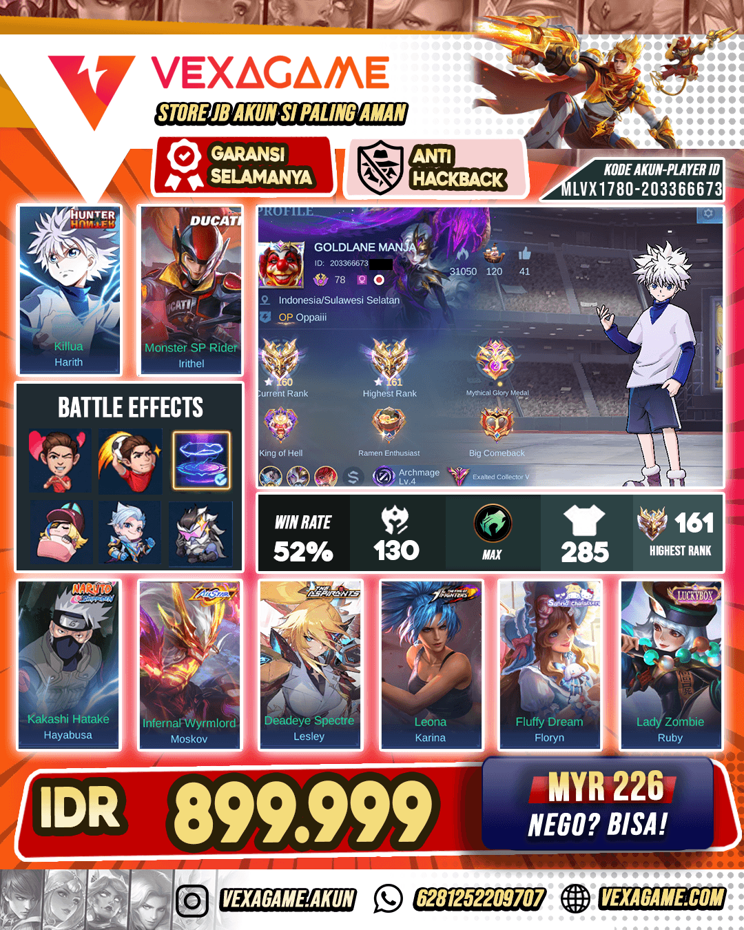 Harit HxH X Irithel Ducati X Hayabusa Kakashi X Lesley Asphirant X Legend Franco | Recall Tas - Tas | Ex Immortal