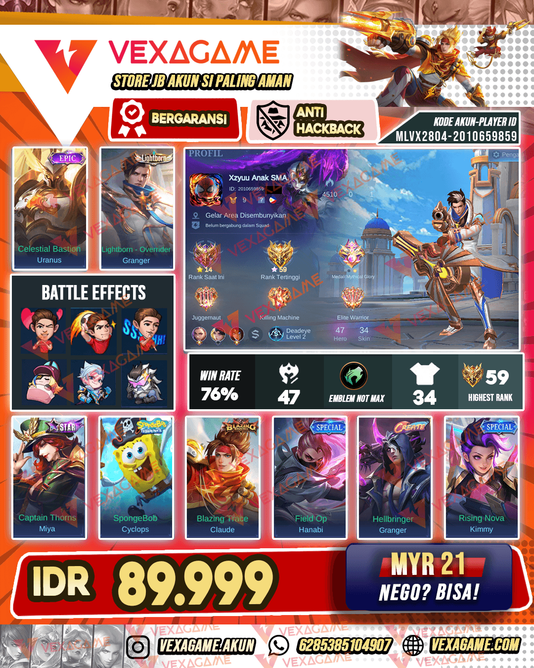 Granger Lightborn X Cyclops Spongebob | WR Cakep | Ex Glory (KENA HB)