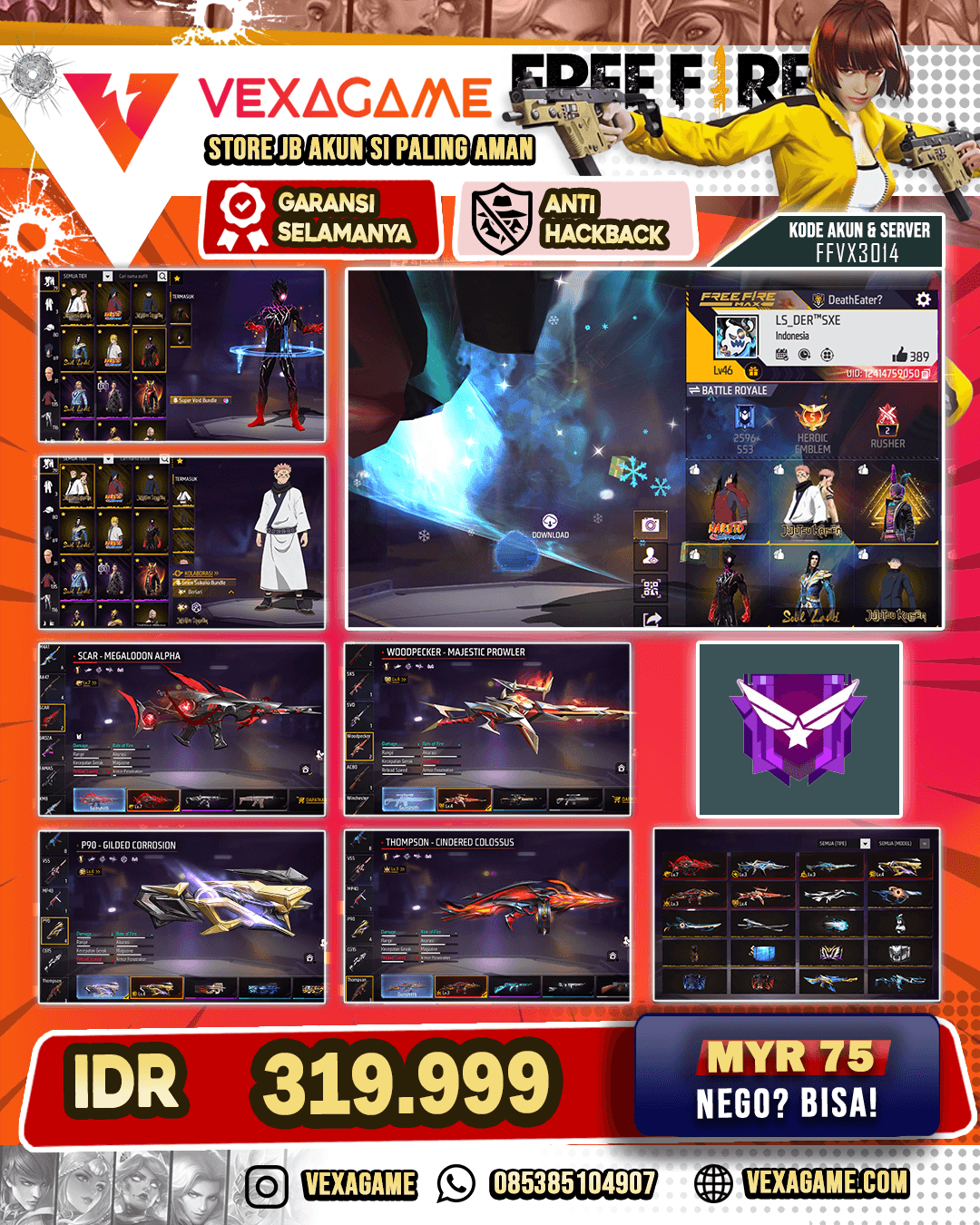 6 EVO  | SCAR MAX | 2 EVO OTW Gemuk | Bundle Bandit Gost | Bundle Super Void | Bundle Sukuna | Bundle Madara | C-Angel Ungu & Putih | Vault 130+