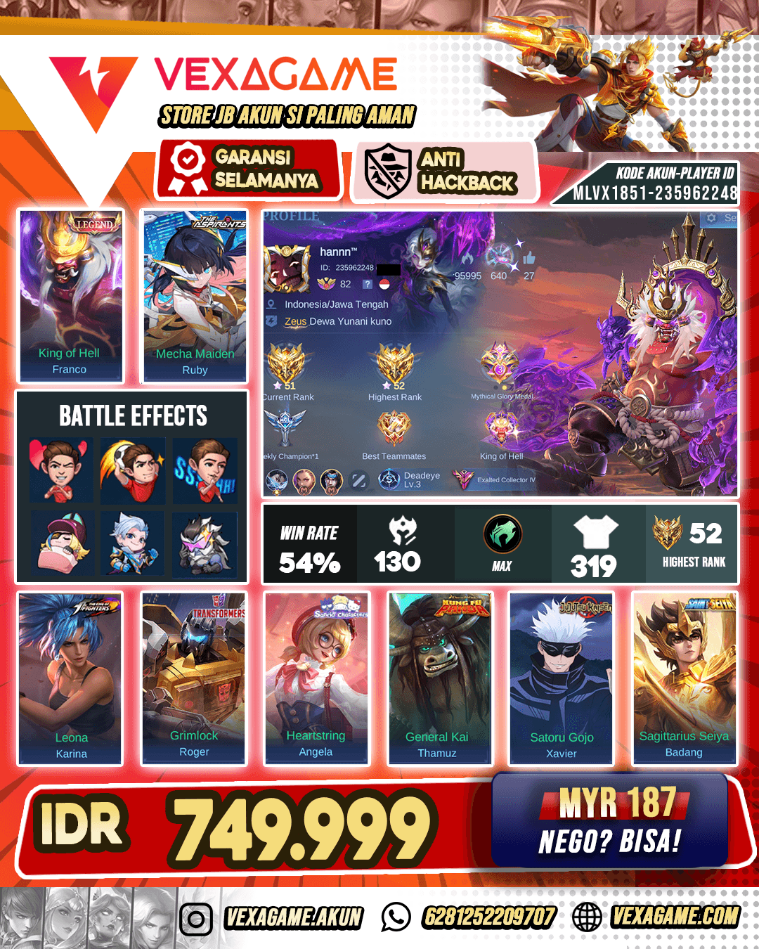 Franco Legend X Ruby Aspirant X Angela Sanrio X Badang Saint Seiya X Xavier JJK | Recall Tas Tas