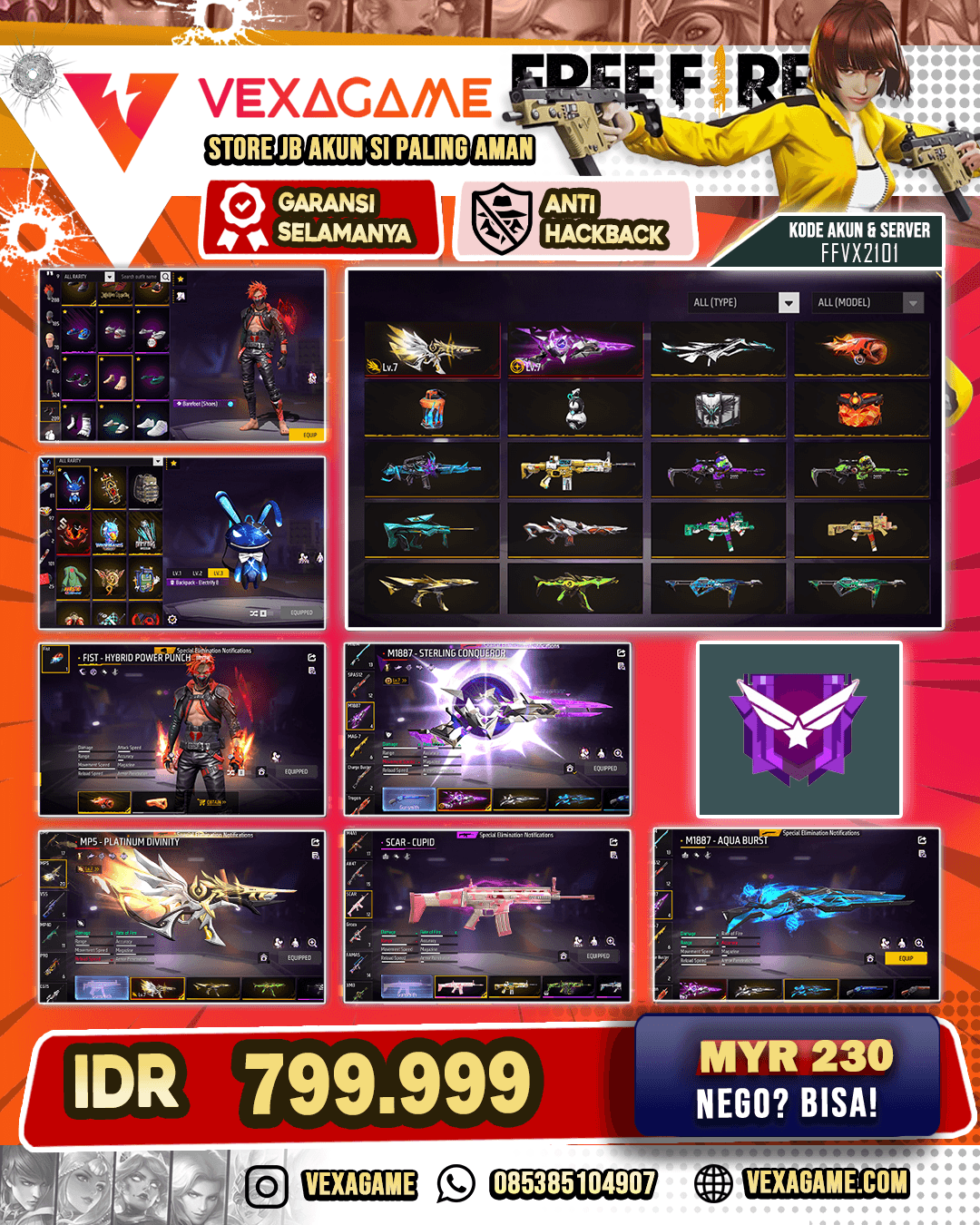 2 Evo Max | SG 3 Rasa | Scar Cupid On | UMp Boyah | Tinju On | Katana On | Bundle Set 9 | Nyeker On Emot 72 Kece