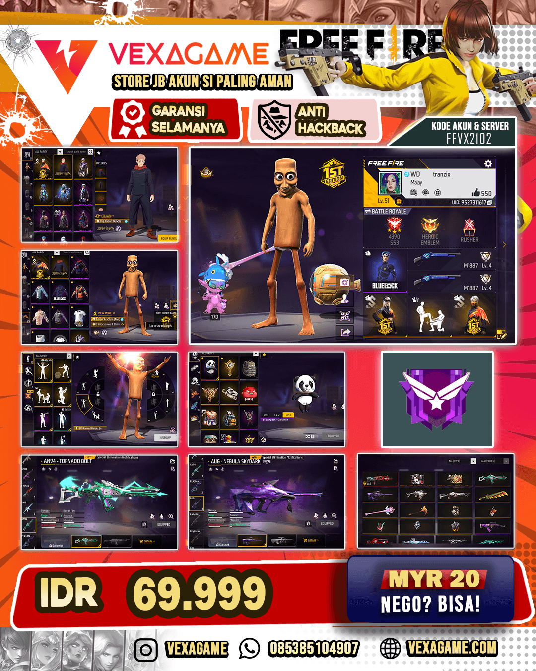 1 Evo Lv 2 | AN94 Tornado Bolt | AUG Nebula Skydark | Vector Cobble Dragon | Bundle JJK | Vault 50++