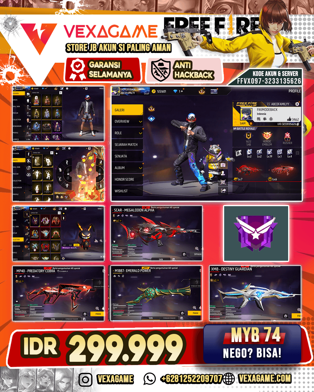 SCAR Megalodon Alpha Lv Max | XMW Destiny Guardian Lv 6 | MP40 Predatory Cobra Lv 6 | SG Terompet