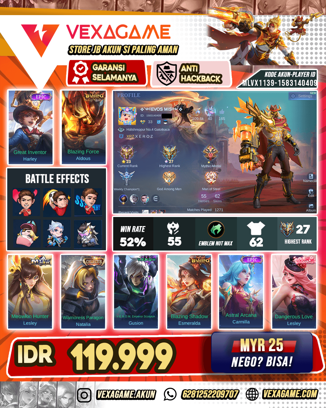Aldous Blazing Akun Paket Pelajar