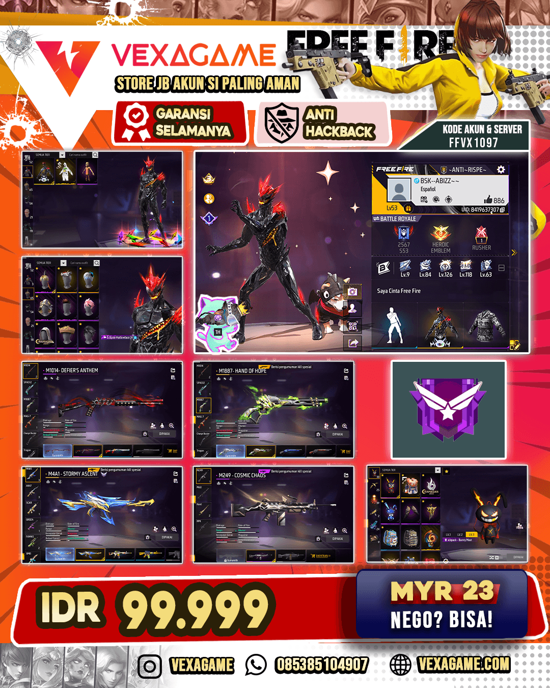 SG LUMUT | M4A1 STORMY | M249 COSMIC | BUNDLE TUNG TUNG SAHUR | VAULT  100+