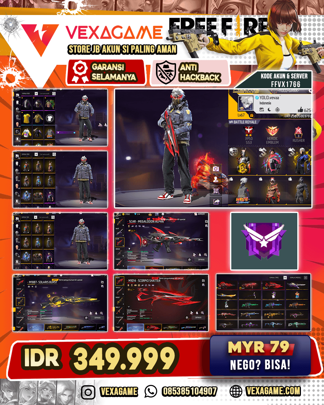 3 EVO | SG PANJANG OTW MAX | SCAR OTW MAX | SG 4 RASA | SG SOLARIS & TEROMPET | VAULT 400++ | SEPATU JORDAN | NYEKER ON | BACKPACK BLACK DRAGON