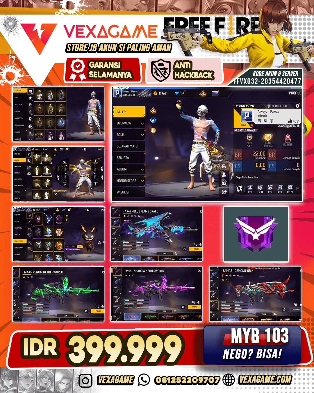 AK47 Blue Flame Draco X Famas Demonic Grin