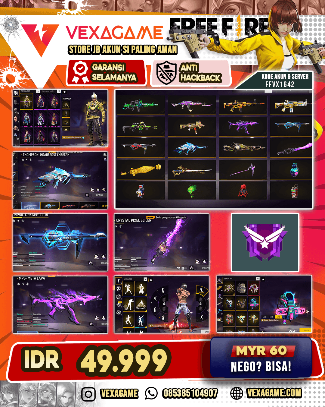 AKUN MURAH HARGA PELAJAR | SG DARKROSE LURKER | M4A1VENOM | VAULT 130++