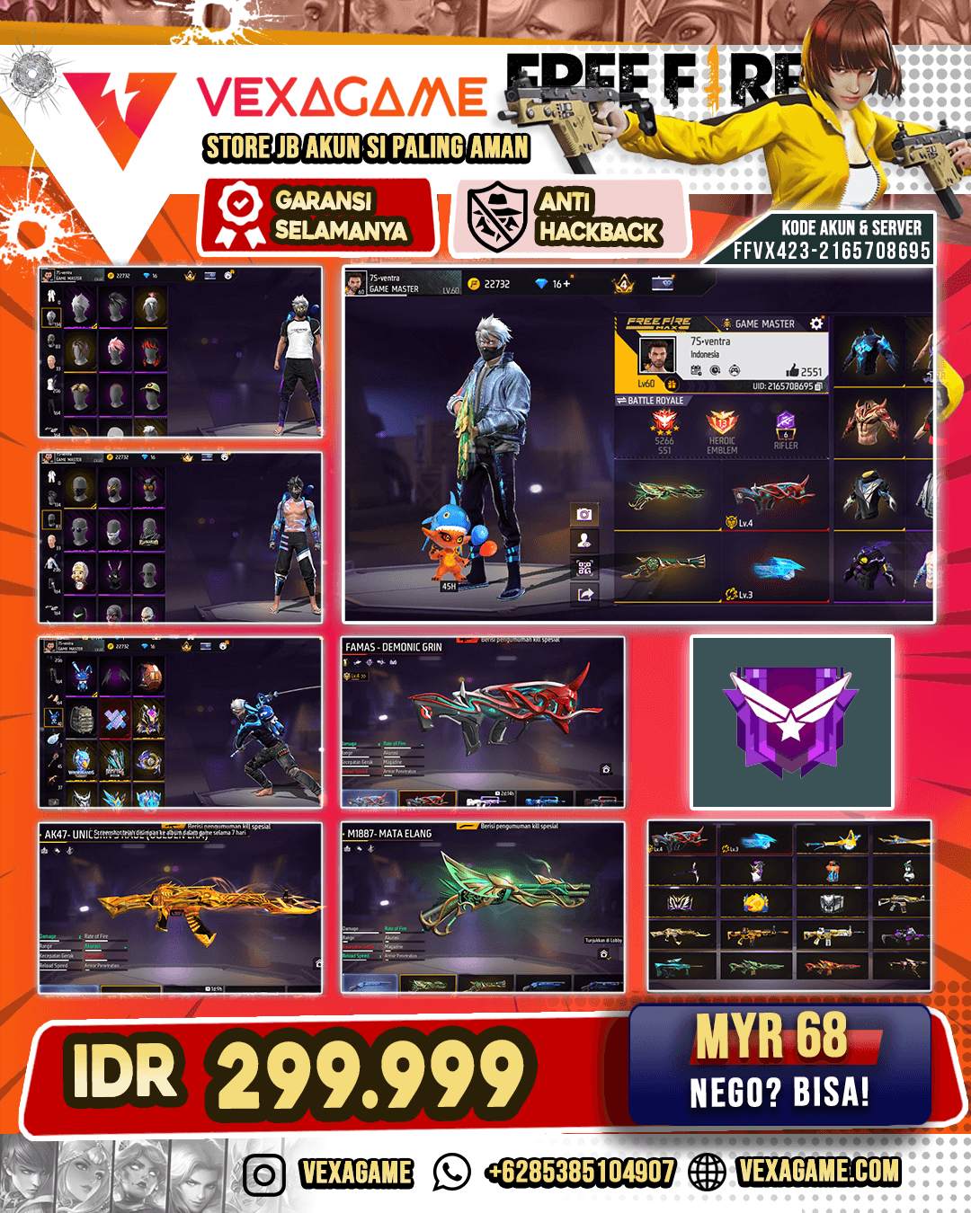 SG Mata Elang | SG Terompet | Ak47 Unicorn's Rage | Famas Demonic Grin Lv 4 | Vault 200+