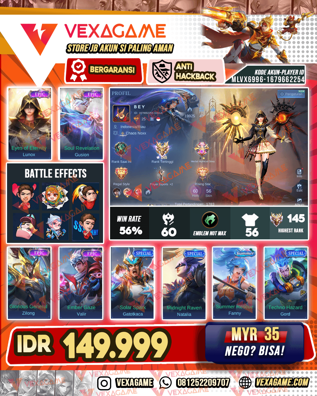 Lunox Epic | Gusion Epic | EX Immortal