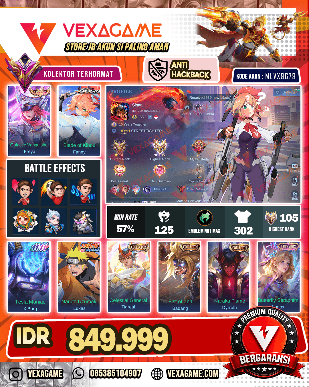 Freya Legend | Fanny Aspirants | X Borg 11.11 | Lukas Naruto | 3 CC
