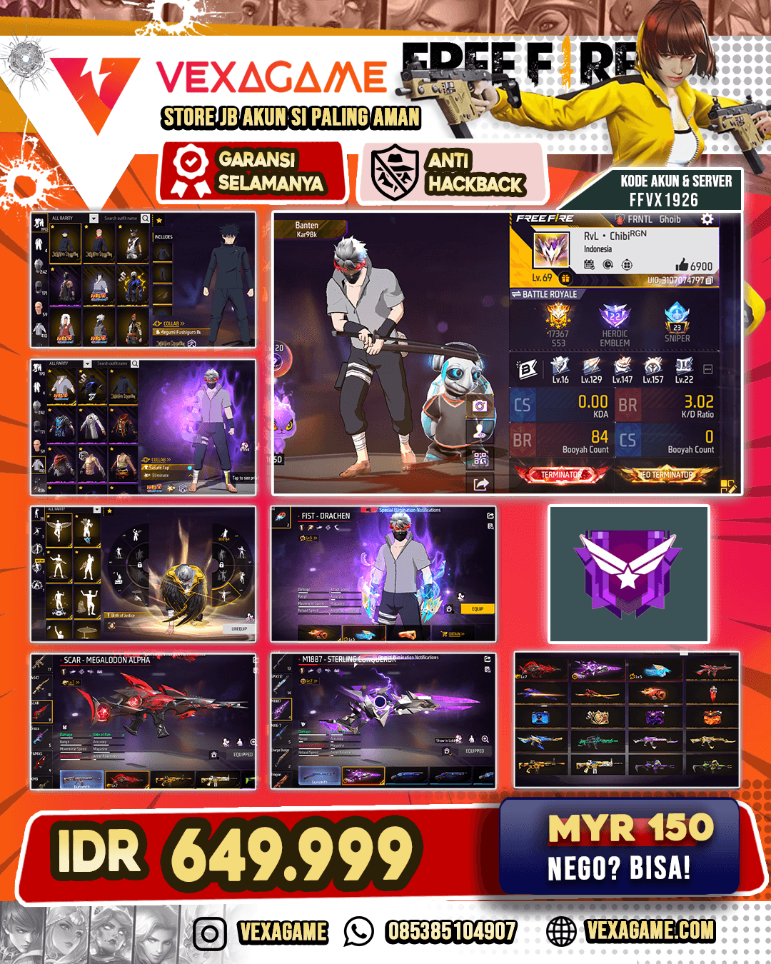 Bundle Yuji x Megumi | Bundle Sasuke | Rambut Kakashi ON | EVO 3 MAX | Katana ON