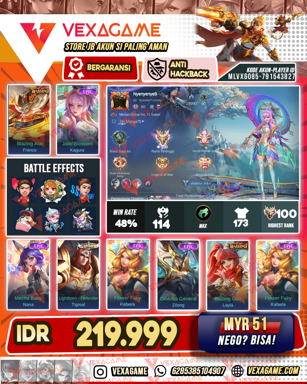 Kagura Epic | Franco Blazing | Emblem Max | Ex Imo