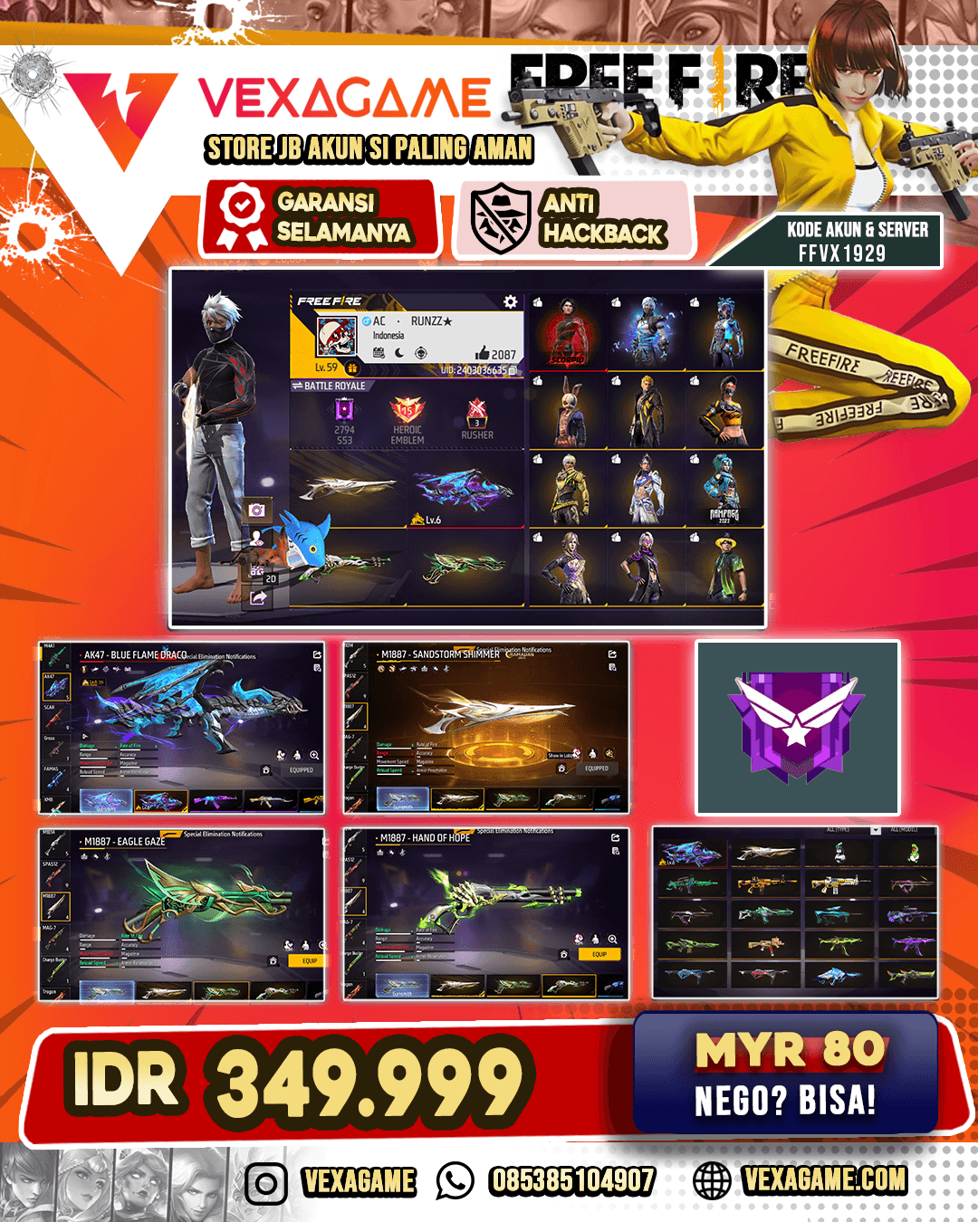 EVO AK47 OTW MAX | SG GURUN | SG MATEL | SG LUMUT | VAULT OTW 250 | BUNDLE SCORPIO | RAMBUT KAKASHI | NYEKER ON | 2 BACKPACK BUNNY