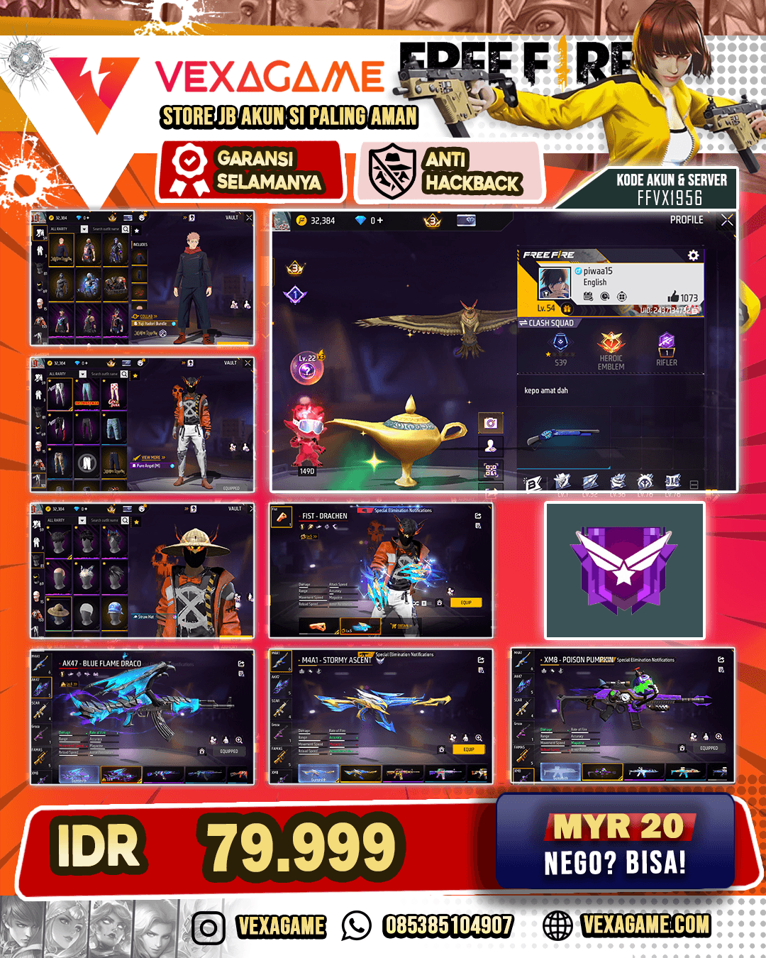 Bundle Yuji | Topi Jerami | Celana Angel 2 Rasa | AK47 Blue Flame Draco Lv 4 | Tinju MAX | M4A1 Stormy Ascent | XM8 Posion Pumpkin