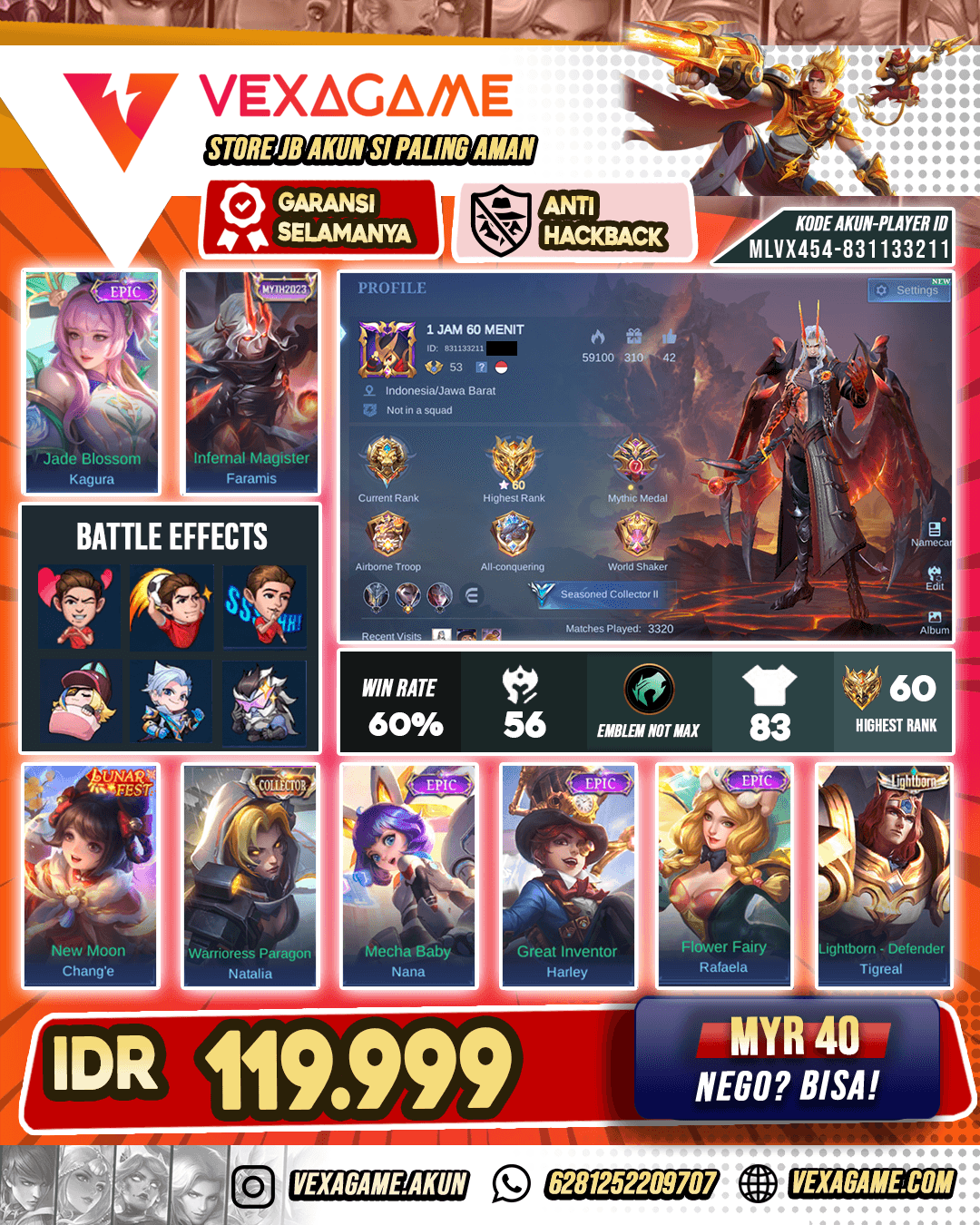 Akun MLBB  Kolektor Senior Murah