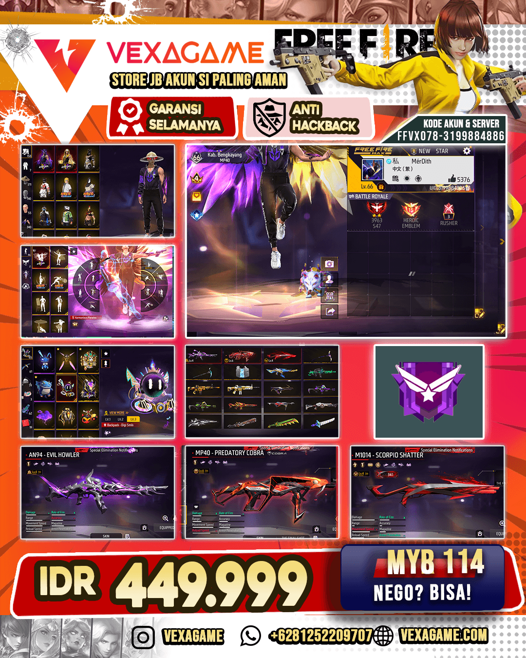 2 Set Paradox, AN94 Evil Howler Lv 4, MP40 Predatory Cobra Lv 6, M1014 Scorpio Shatter