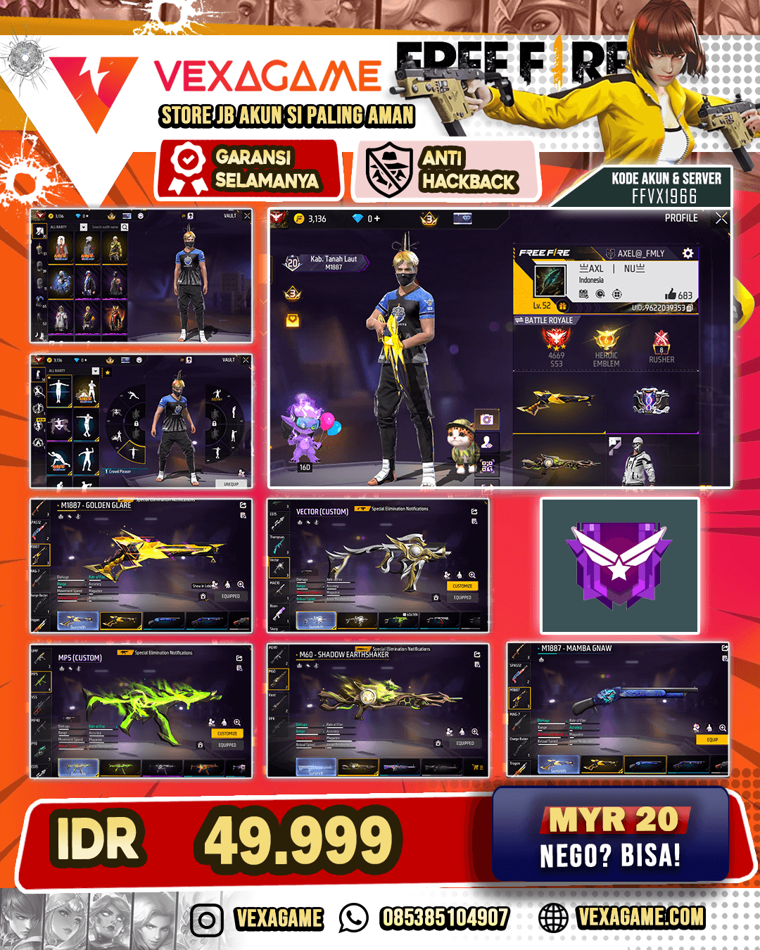 SG  Golden Glare | M60 Shadow Earthshaker | Mp5 Jungle Lava | Vector Coblle Dragon | SG Mamba | SG Glistening Nightstar | Bundle Jiraya X Kakahsi