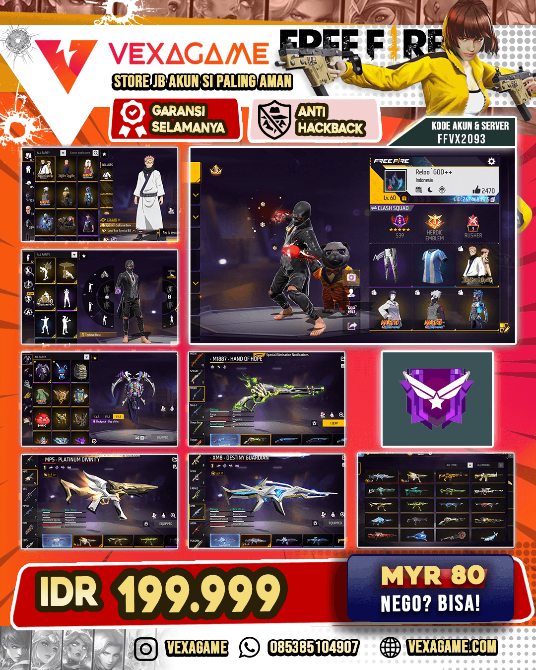 Bundle Sukuna | Celana Angel Putih | SG Lumut | MP5 Evo Lv 3 | XM8 Evo Lv 4 | MP5 Crowned Glory | MP40 2 Rasa