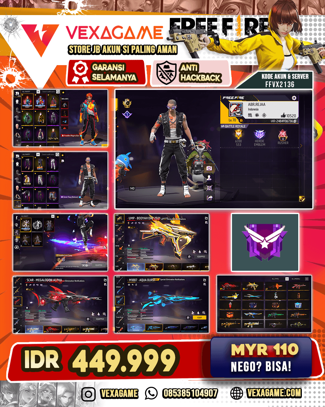 2 EVO MAX | ANIMASI LOBBY ON | LOOK CHANGER ON | BUNDLE FROSTFIRE MAGMA | VAULT OTW 500
