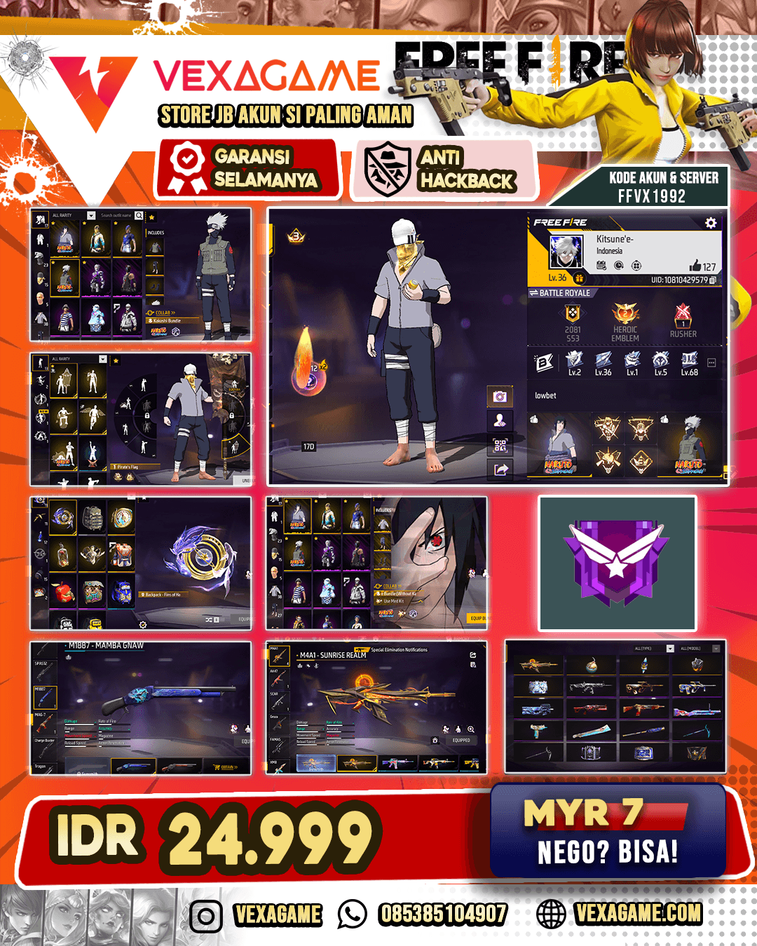 Akun Murah Harga Pelajar | Bundle Sasuke X Kakashi | M4A1 Sunrise Realm  | SG Mamba |