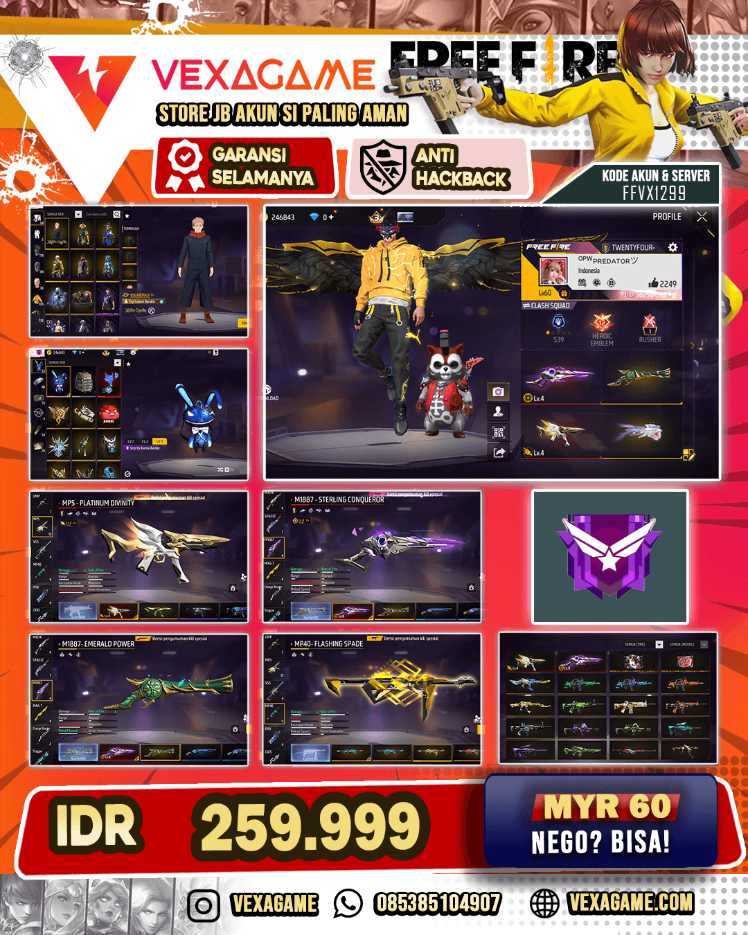 2 EVO : MP5 LVL 4 - M1887 LVL 4 |  AUG NEBULA SYDARCK | SG TEROMPET | VAULT OTW 200 | CRAZY DJ BUNDLE  | GLOWING MEMORY BUNDLE| SOULLES EXECUTIONER BUNDLE  | NIGHT CLOWN (HEAD)