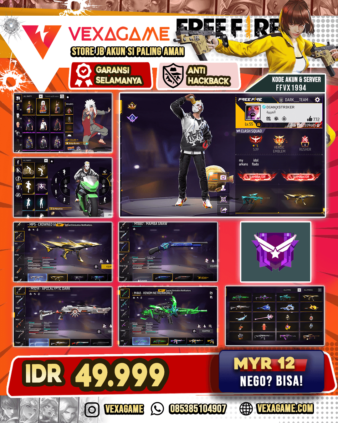 Bundle Jiraya | MP5 Crowned Glory | AUG Firetaming | Xm8 Poison Pumkin | M4A1 Venomnetherworld | SG Mamba | M1014 Apocalyptic