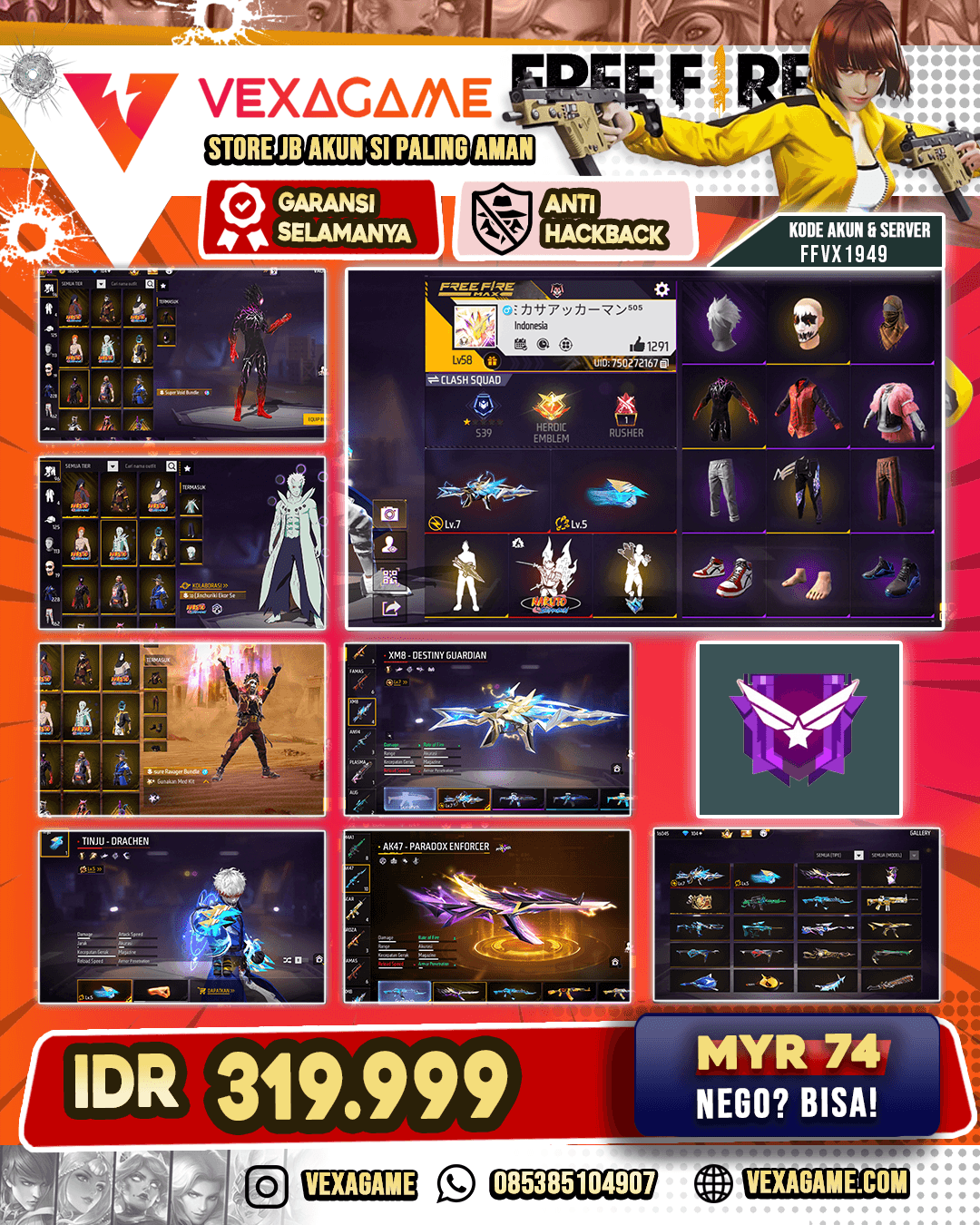 2 EVO MAX | 4 Bundle Naruto | VJ V2 ON | Void ON | Celana Genji Cewek | Celana Angel Biru | Sepatu Jordan | Super Emot ON | Vault 200+
