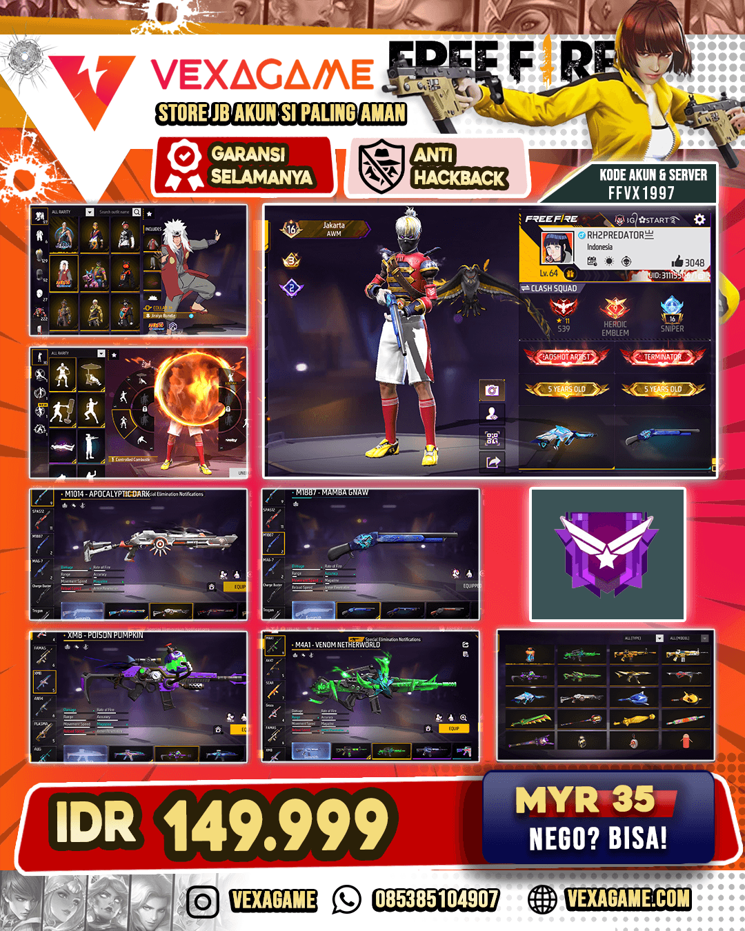Thompshon  Hoarfrost Ceetah | Scar Paradise | MP5 Crowned Glory | XM8 Poison Pumkin | Bundle Jiraya | Vault 200++