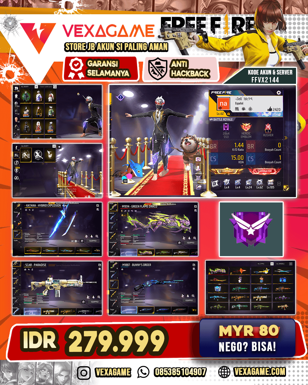 1 Evo Max | Sg 2 rasa | Vault  Otw 300 | Bundle set Top criminal | Katana on