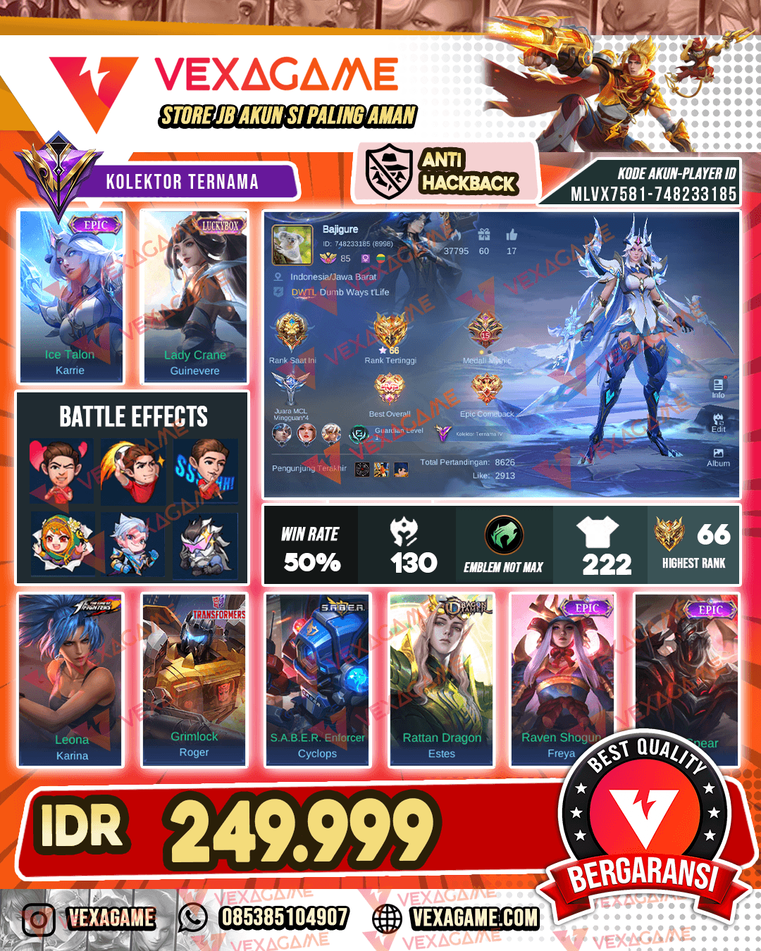 Karrie Epic X Guinevere Luckybox | Emblem MAX | Recall Tas Tas