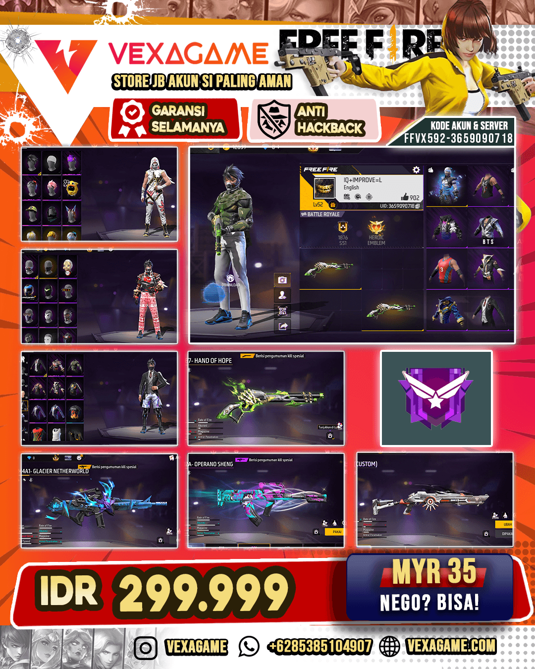 SG (CUSTOM) | GROZA- OPERANO SHENG | M4A1- GLACIER NETHERWORLD | SG LUMUT | VAULT 150++