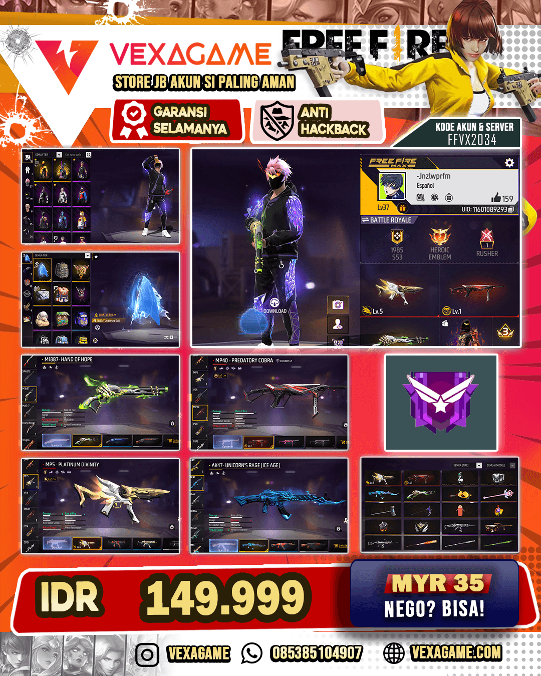 2 EVO | EVO MP5 Gemuk | SG Lumut | Quackman Bundle | The Phantom Bunny Bundle | C-Angel Ungu - Putih