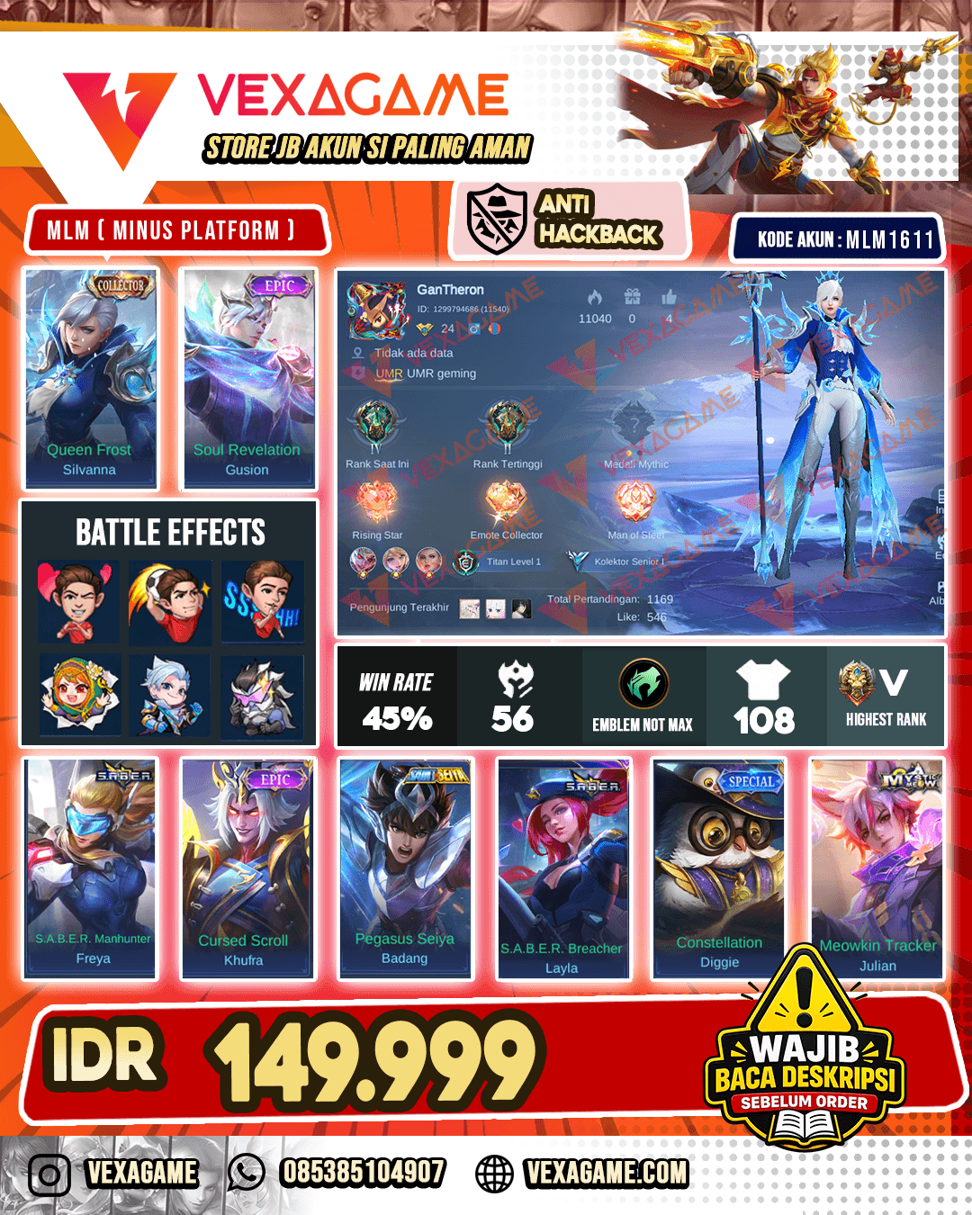 Silvanna Collector | Gusion Epic