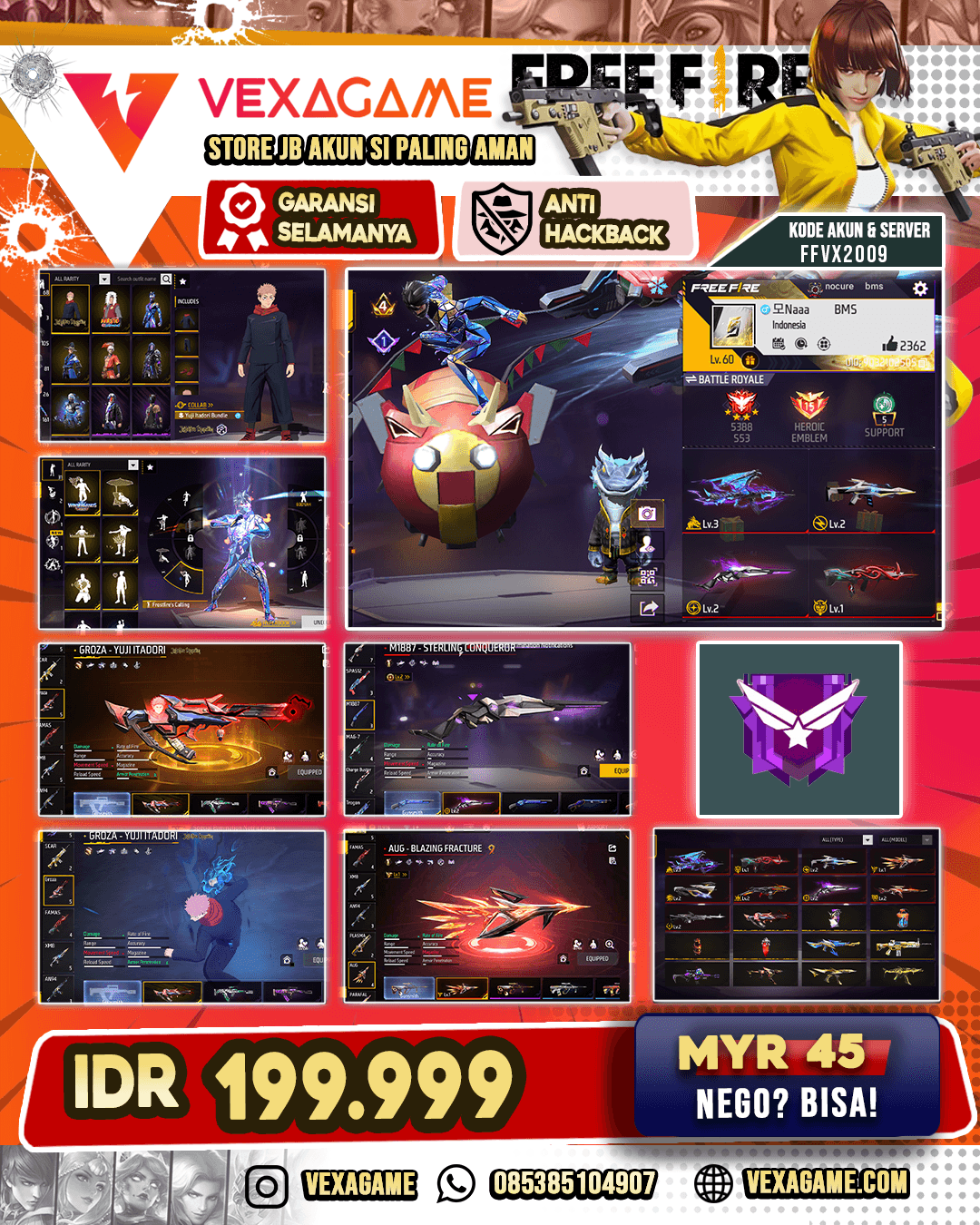9 Evo Otw Max | Groza Yuji Itadori | Katana On | Bundle Super Fusion X JJK X Jiraya | Vault 150++