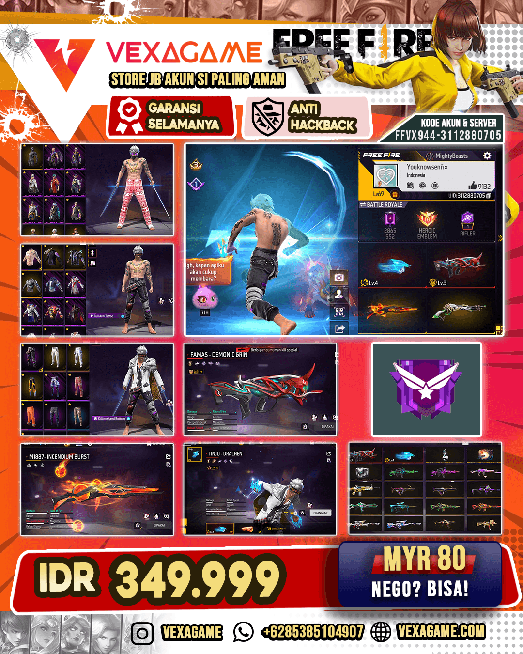 FAMAS - DEMONIC GRIN LEVEL 3 | TINJU DRACHEN LEVEL 4 | SG 4 RASA |  VAULT 350++
