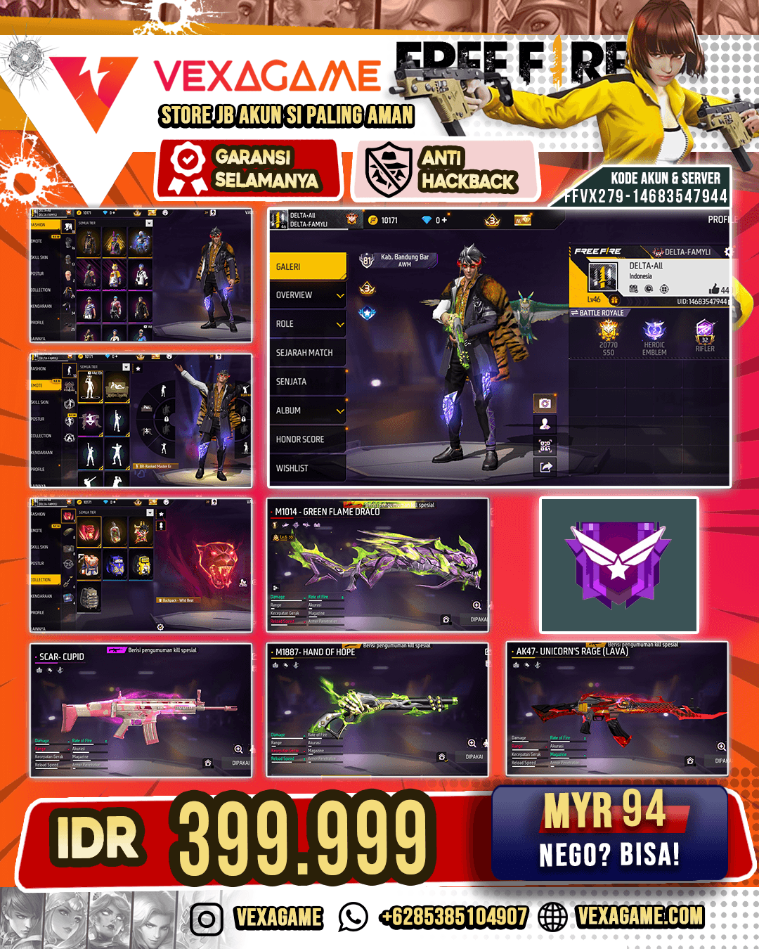 SCAR Cupid | AK47 Unicorn's Rage | SG Greeb Flame Draco Lv 6 | SG Lumut