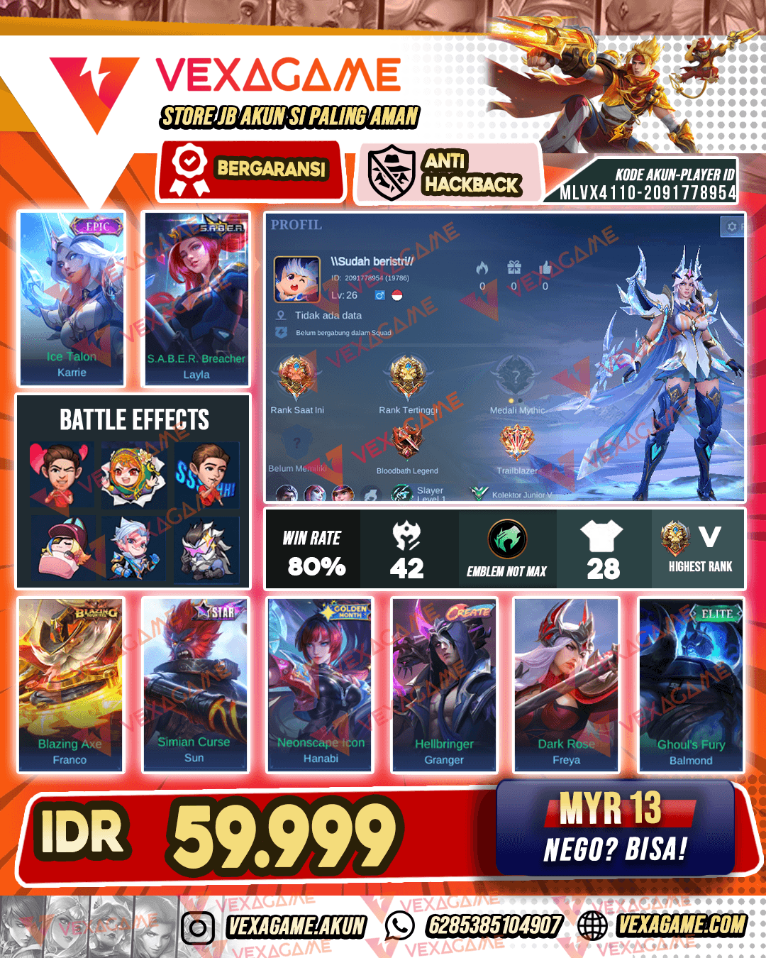 Karrie Epic | Akun Murah Harga Pelajar