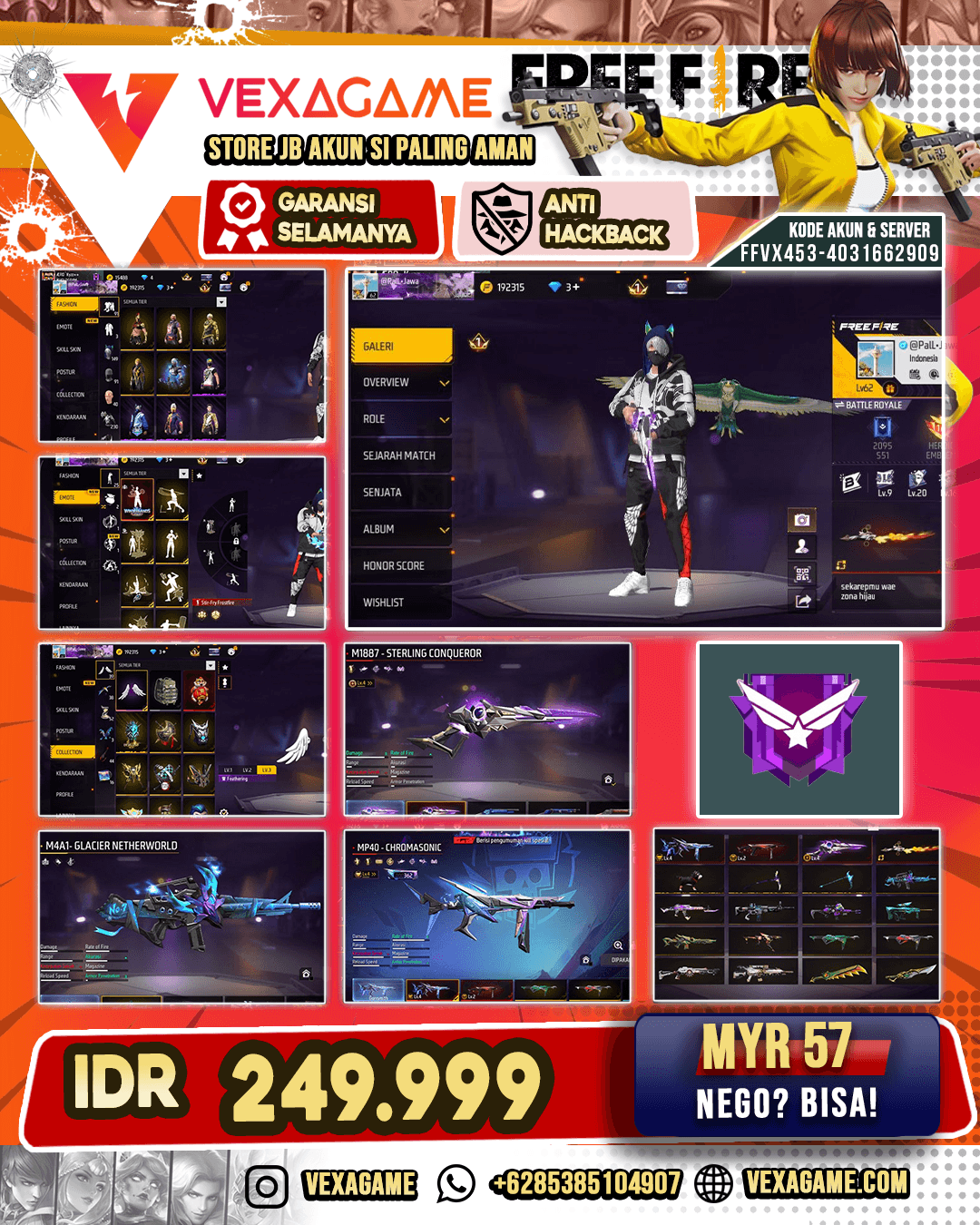 Backpack Sayap | M4A1 Glacier Netherworld | SCAR Ultimate Titan | MP40 Chrosmanic Lv 4 | Vault 200+