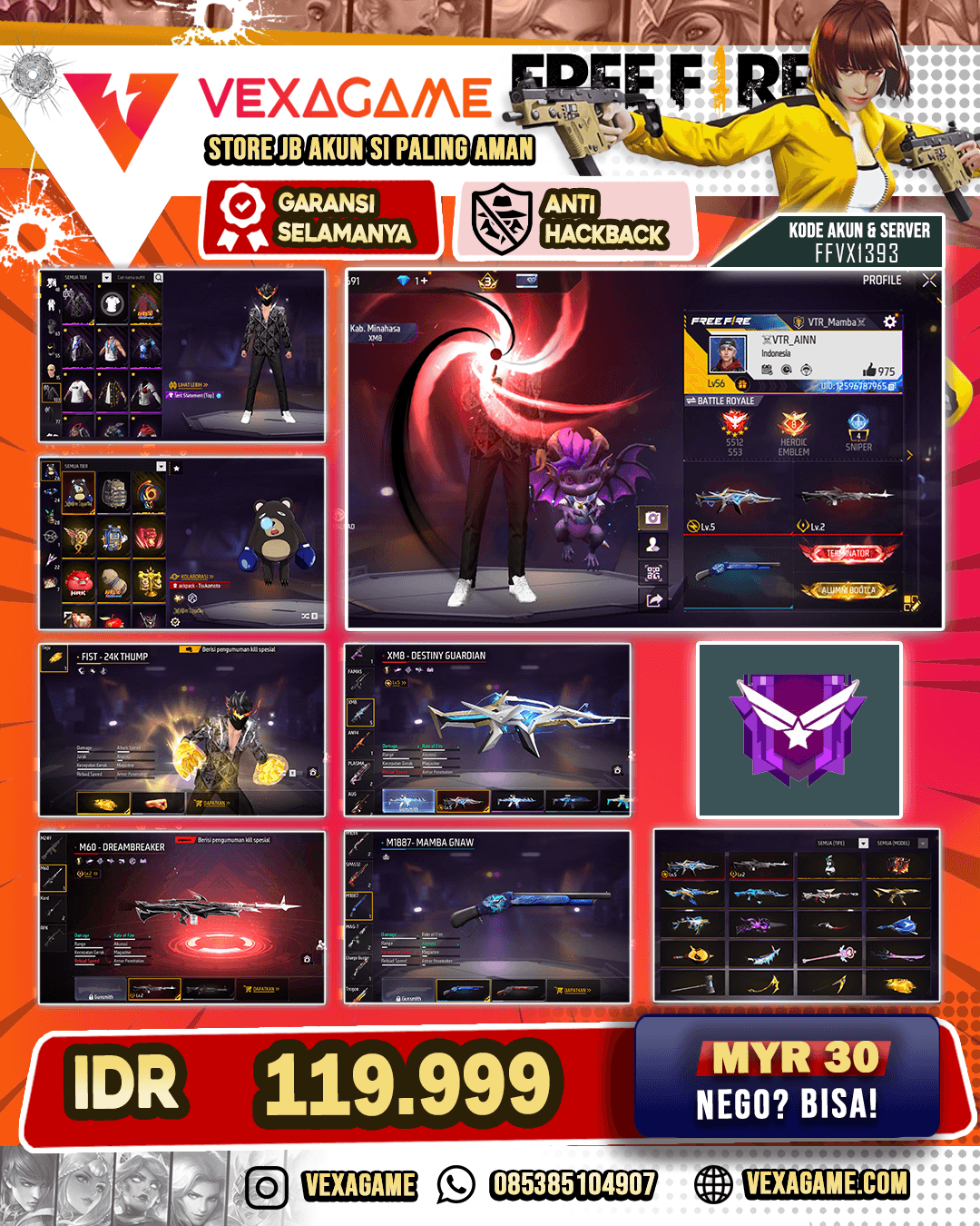 Bundle Madara | Bundle Yuji Itadori | Backpack JJK | M4A1 Stormy Ascent | Ak47 Unicorn's Rage | XM8 Destiny Guardian Lv 5 | M50 Dream Breaker Lv 2 | SG Mamba