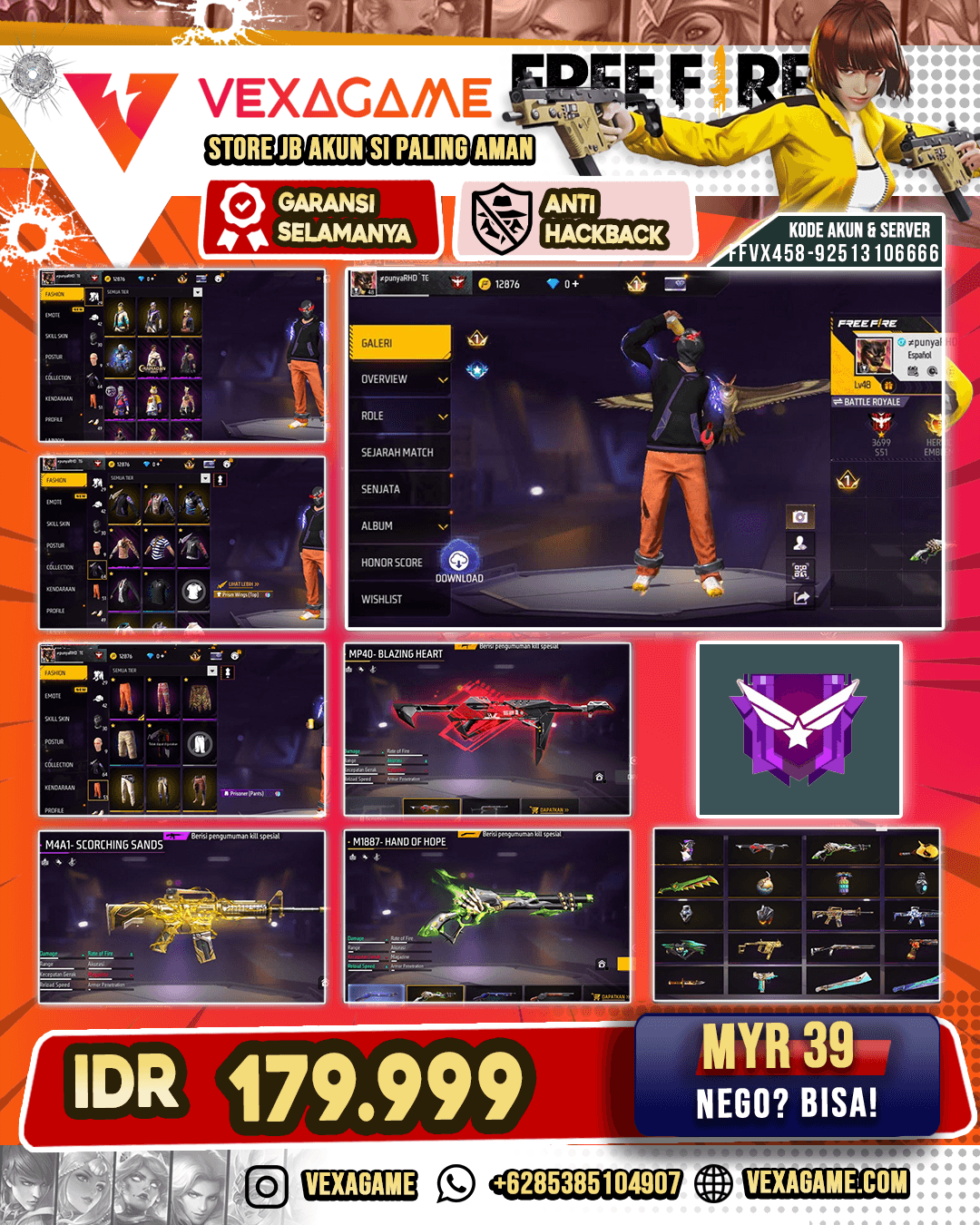 SG Lumut | MP40 Blazing Heart | M4A1 Scorching Sands | Bunny Backpack | Celana Penjara | Vault 50+