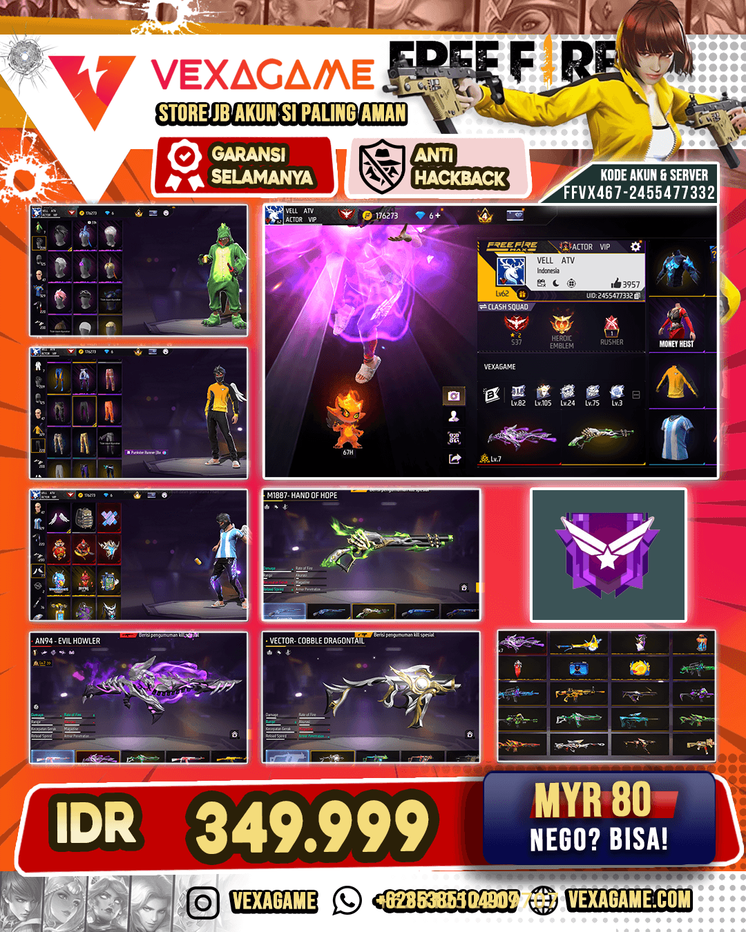 SG Lumut | Backpack Sayap | Vector Cobble Dragontail | AN94 Evil Howler | Vault 300+