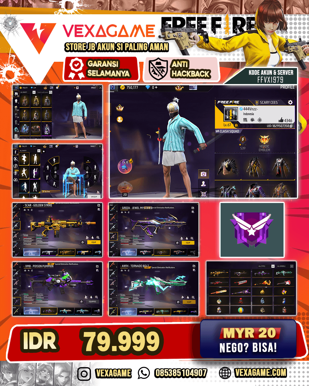 Scar Golden Strike | Groza Jewel Mystified | XM8 Poison Pumkin | AN94 Tornado Bolt | Vault 200++ |