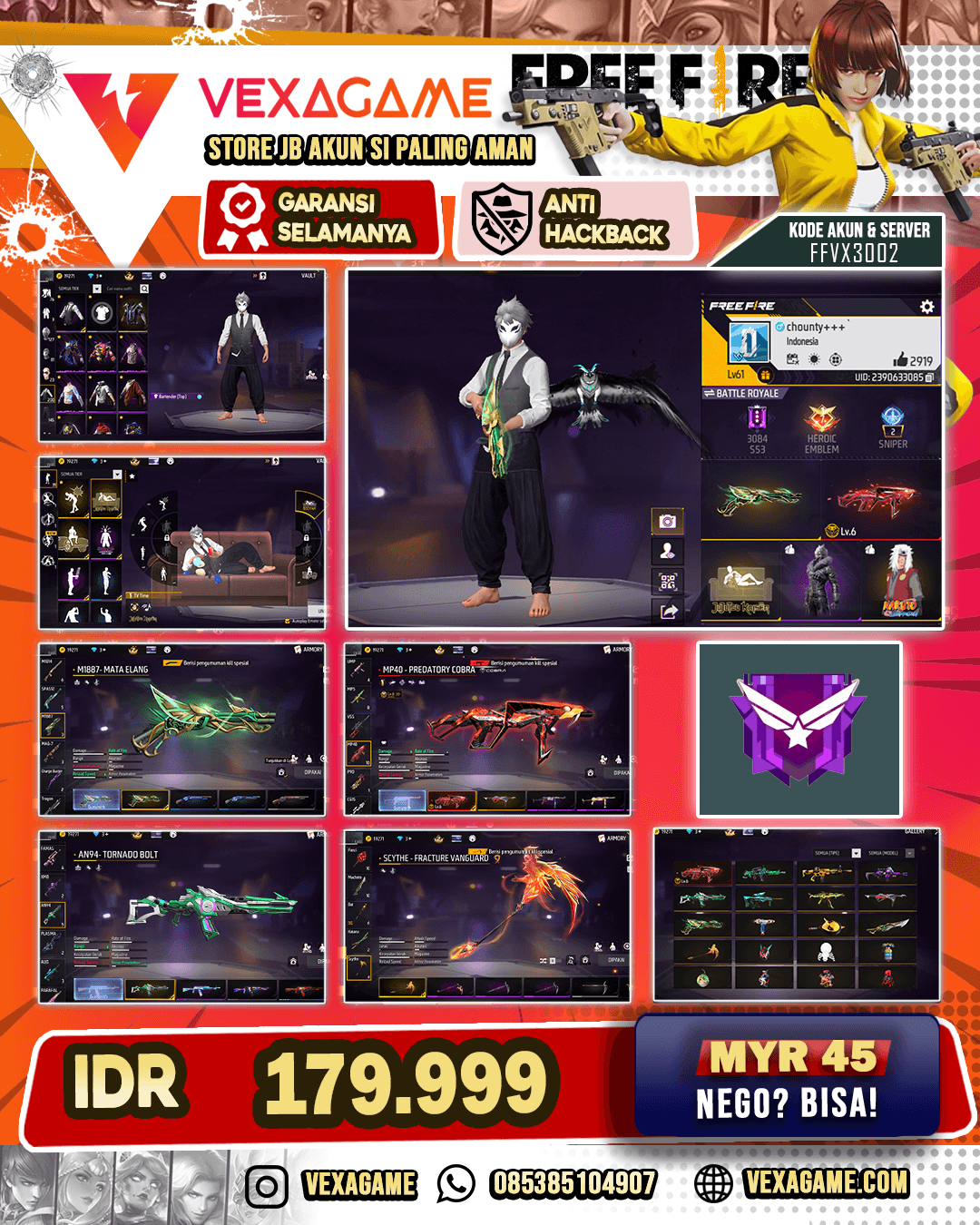 SG Mata elang | Evo Mp40 Otw Max | Kakashi On | Tas Bunny | Vault 200