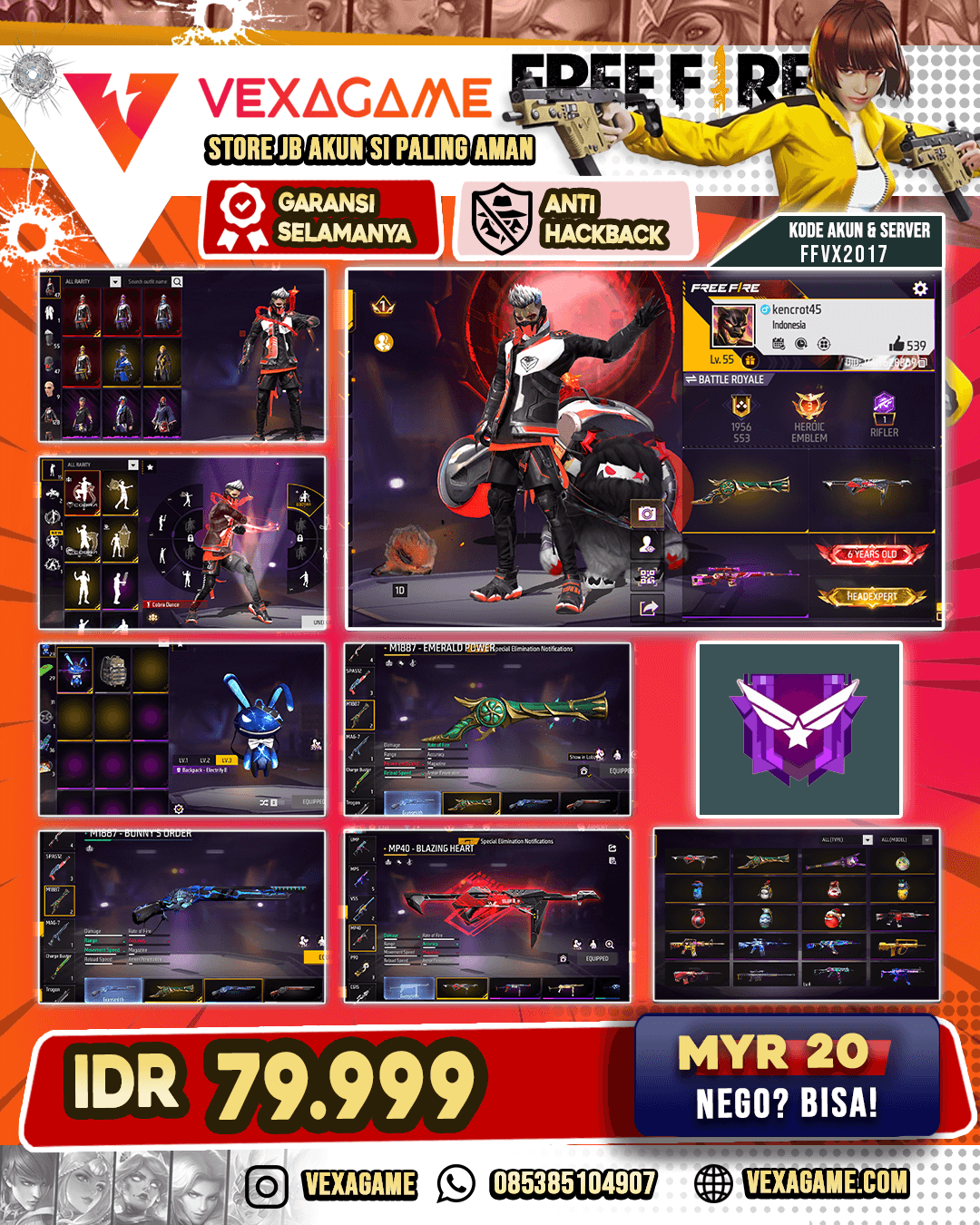 Akun FF Murah | SG Trompet  | SG Bunny's Oder | Vault 100++