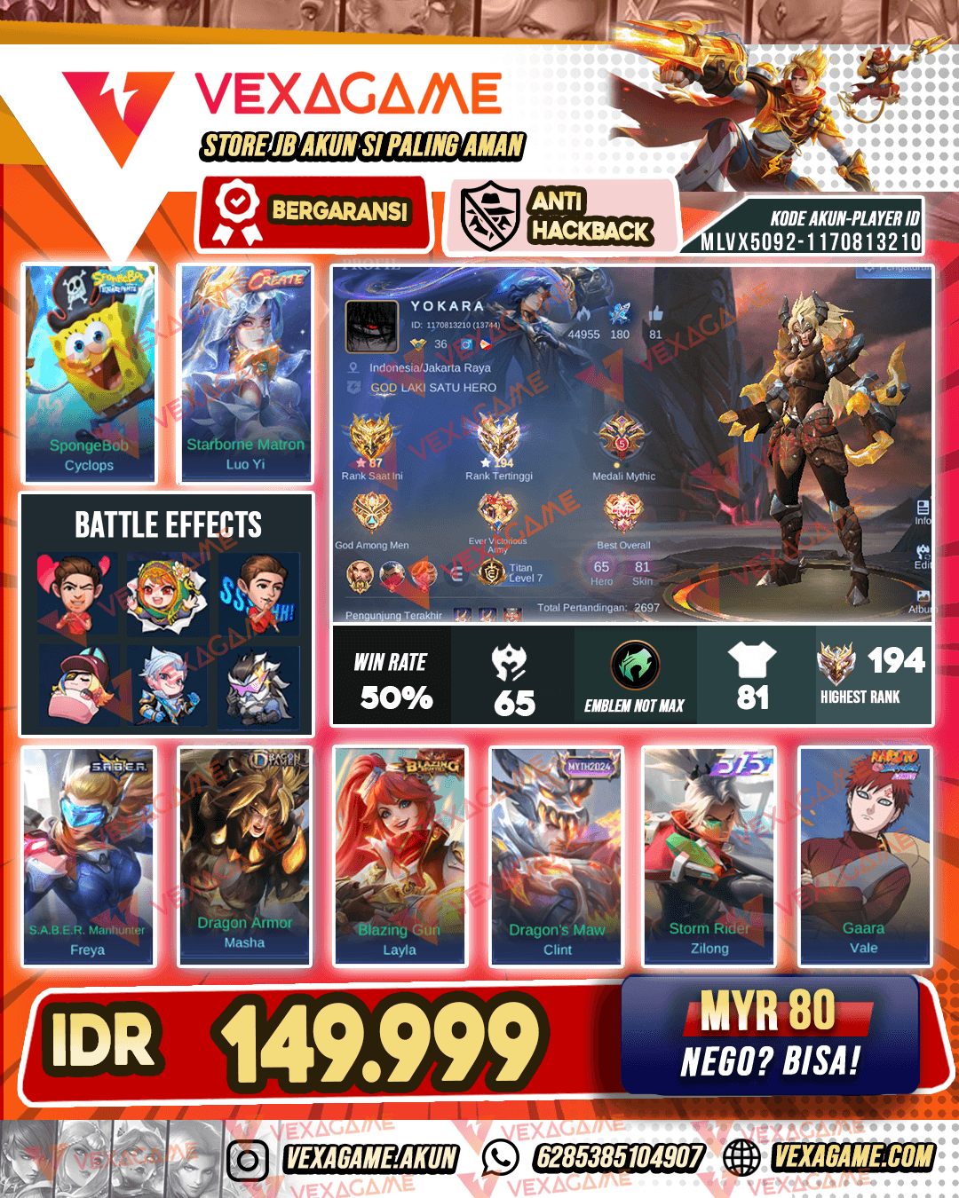 Akun High Rank User EXP Line