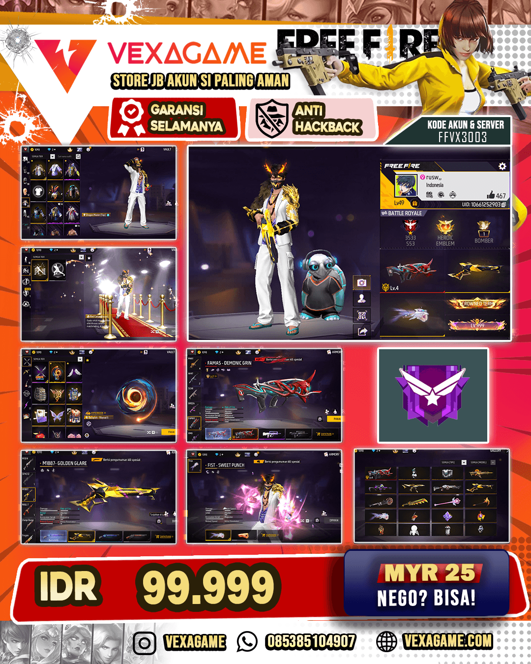 SG Golden | Evo Famas | Animasi Kedatangan On | Fist On | Vault 60+