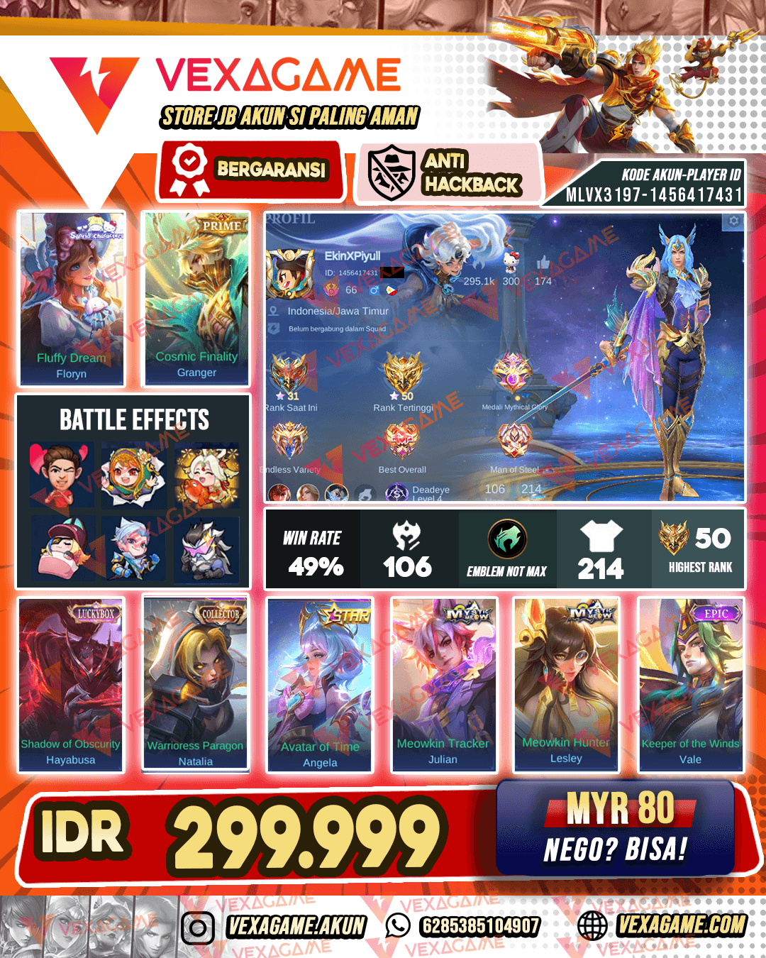 Granger Prime X Floryn Sanrio |  Hayabusa Luckybox X Angela Annual Star | Emblem MAX