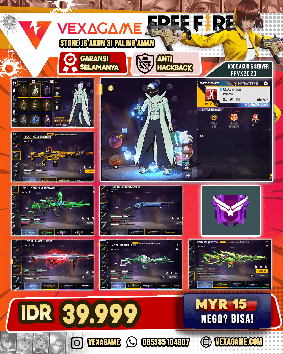 M4A1 Venom Netherworld | Scar Paradise | Scar Golden Strike | MP40 Blazing Hearth | Bundle Obito | Valut 150++