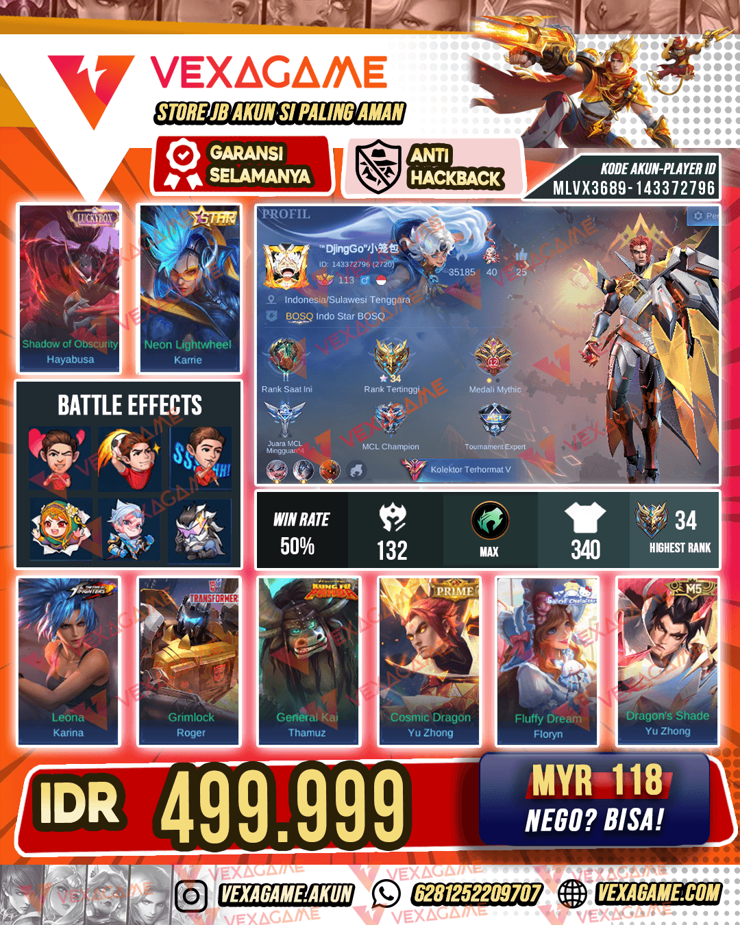 Hayabusa Luckybox X Thamuz Kungfu Panda X Karrie Annual Star | Emblem MAX & Hero MAX